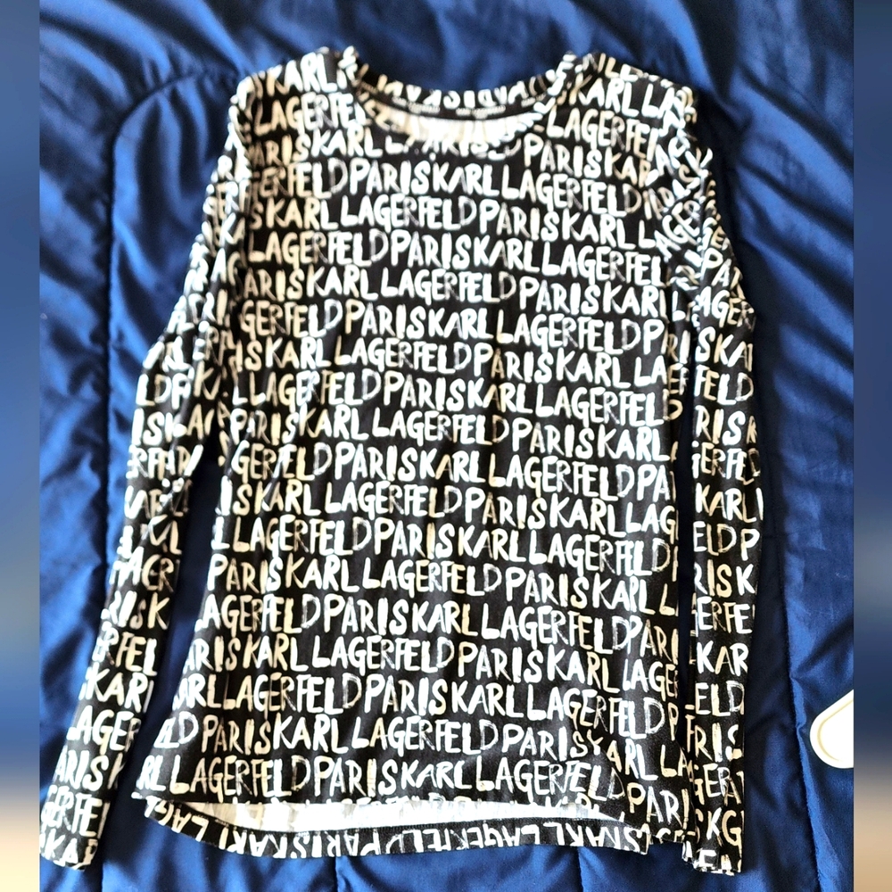 Karl Lagerfeld Paris Black and White Long Sleeve Top